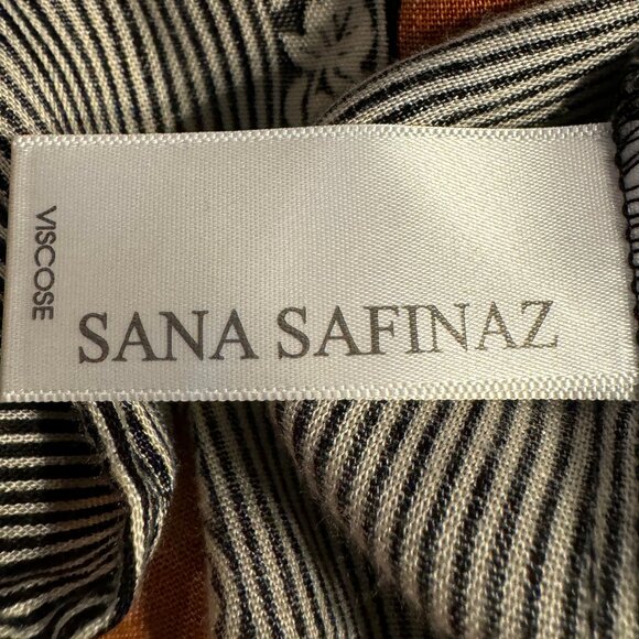 Luxurious! SANA SAFINAZ Kaftan in Orange & Black Viscose Size Medium - Picture 10 of 11